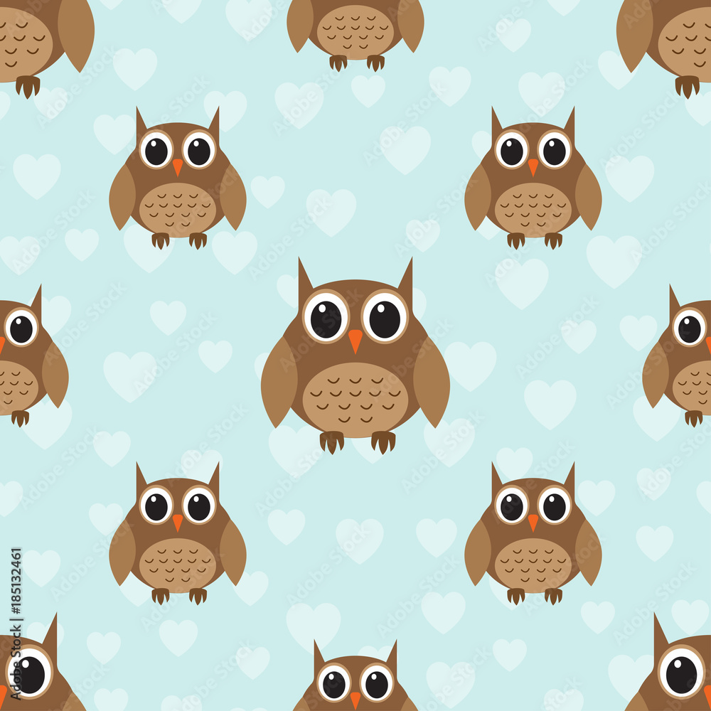 Obraz premium Seamless cute owl pattern