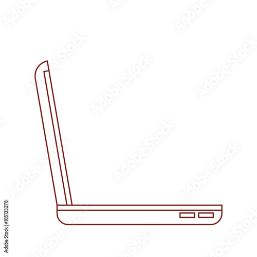 laptop computer side view in dark red contour