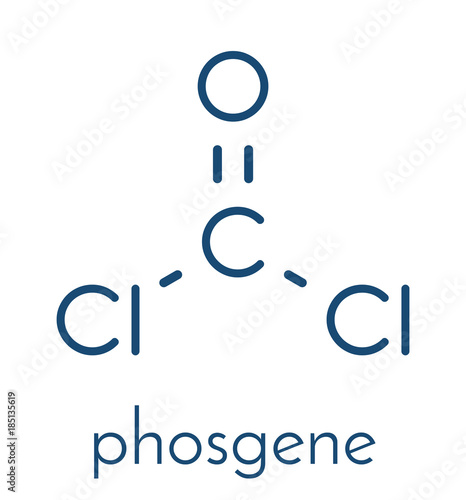 Phosgene molecule. Common chemical reagent, also used as chemical weapon. Skeletal formula.