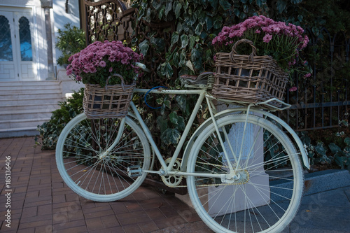 flower bicycle basket, pastel tone