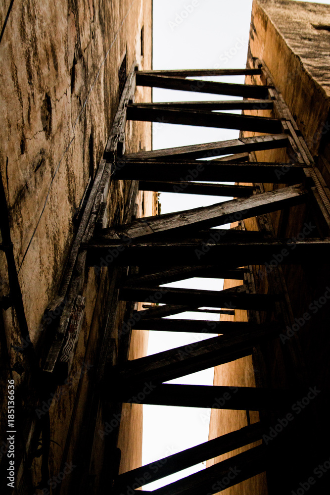 Wooden Structure Between Buildings - Morocco Wooden Structure Between Buildings - Morocco