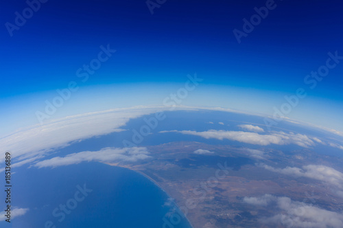 Curvature of planet earth. View from above.