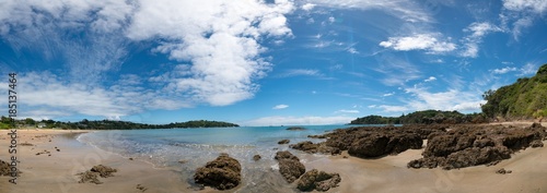 Panorama of a beach in new Zealand