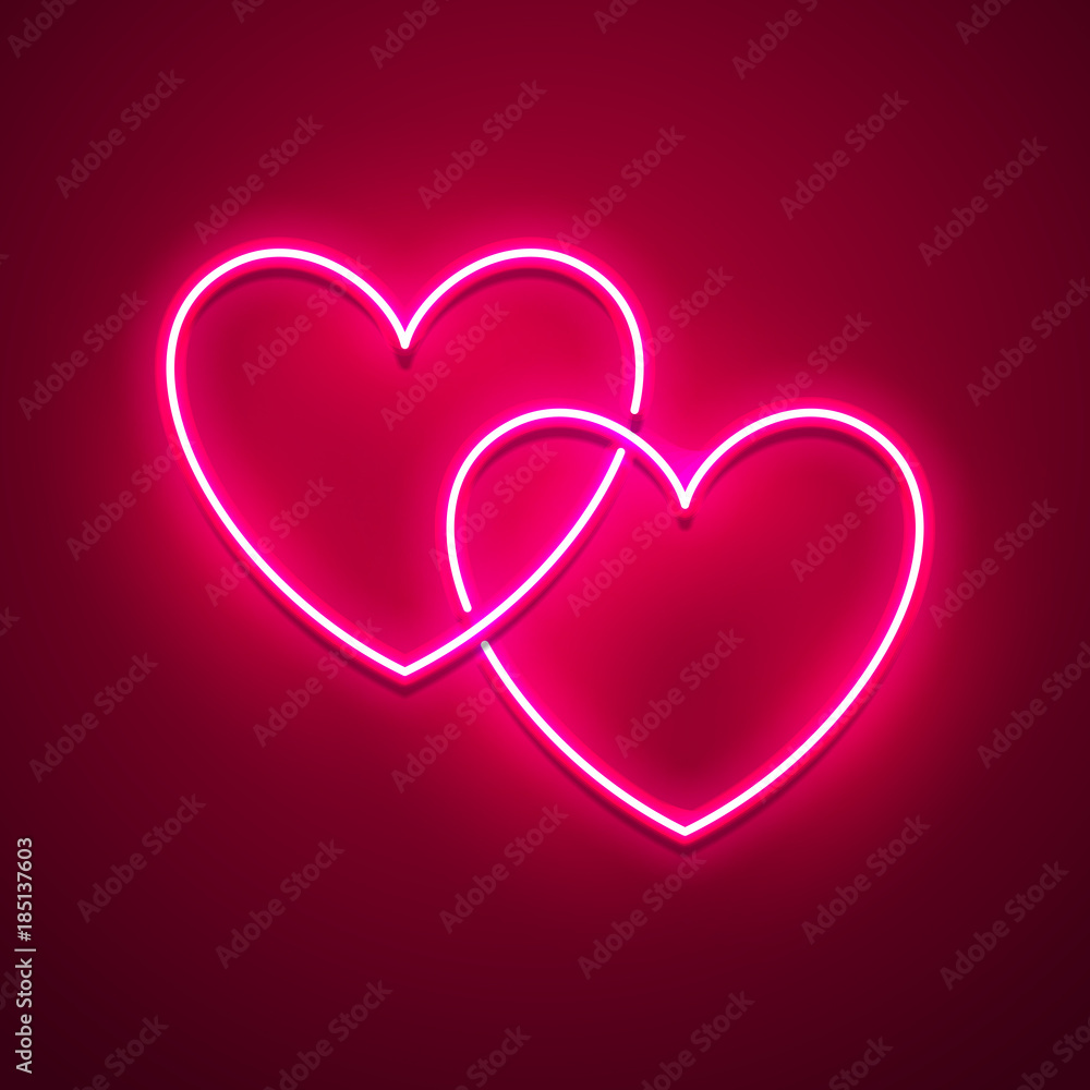 Valentines Day background. Vector retro neon sign. Valentines Day background. Vector retro neon sign.