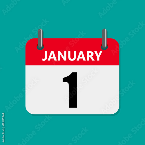 1 january Calendar icon. Vector illustration.