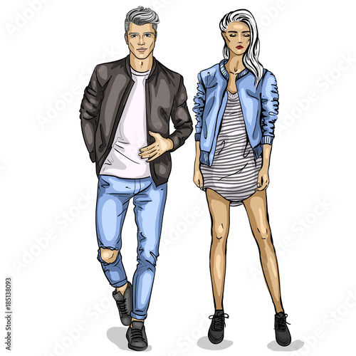 Vector woman and man