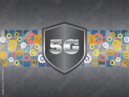 5G network symbol on a technology background.  Vector illustration.