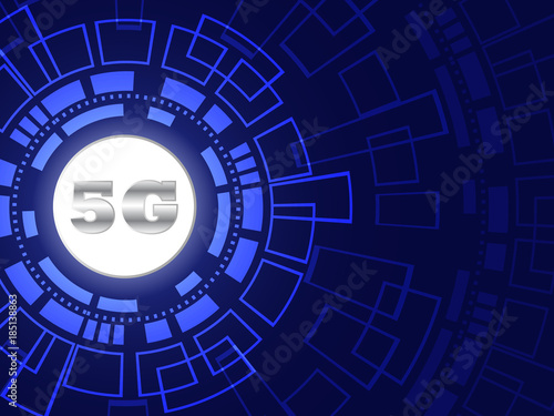 5G network symbol on a technology background.  Vector illustration.