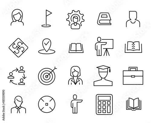 Simple collection of coaching related line icons.