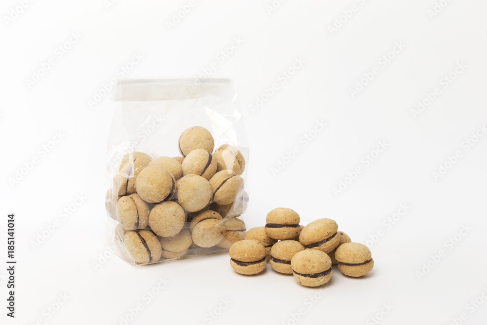 cookies on a white background, baci di dama cookies on a white background, baci di dama
