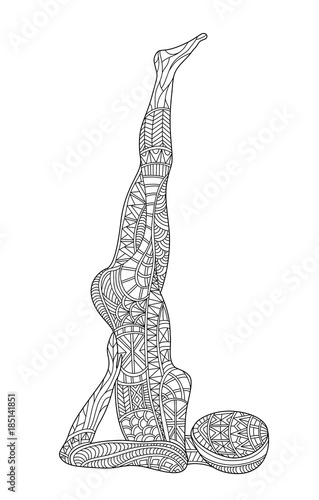Graphic vector illustration of a woman doing Yoga sitting in Shoulder Stand Pose