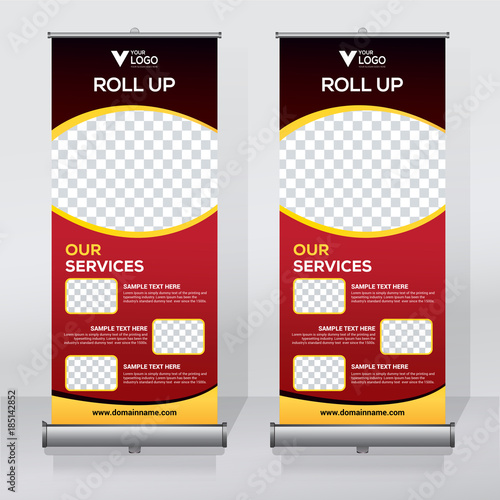Roll up sale banner design template, abstract background, pull up design, modern x-banner, rectangle size.