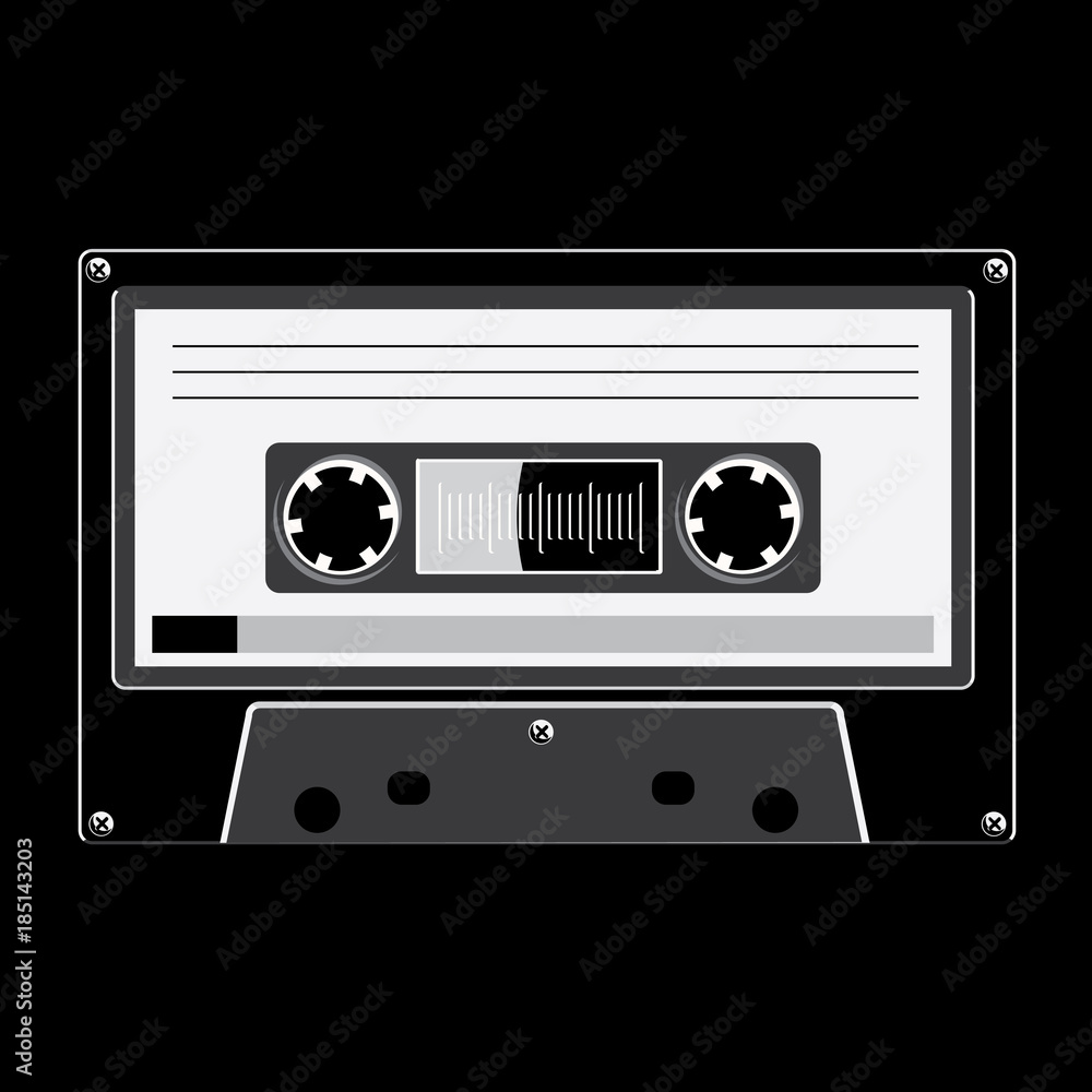 Obraz premium Black and white audio cassete