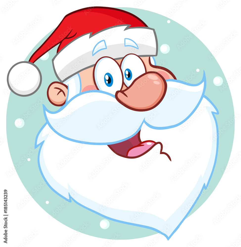 Happy Santa Claus Face Classic Cartoon Mascot Character Hand Drawing.  Illustration Isolated On White Background Stock Vector | Adobe Stock