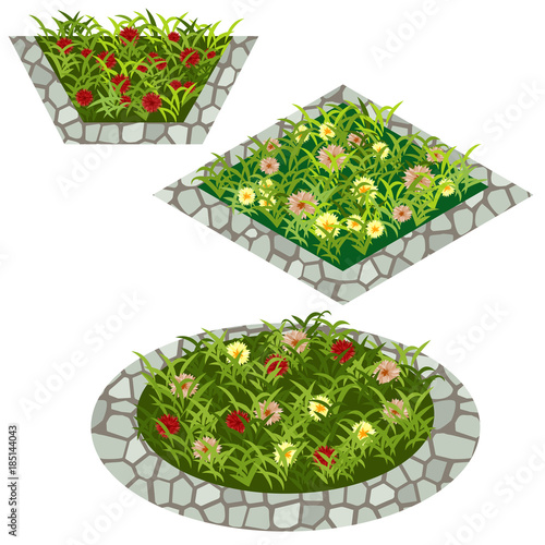 Set of flowers to create garden scene