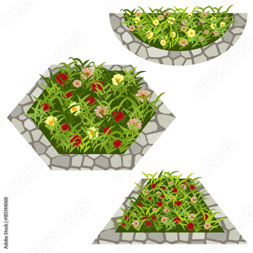 Set of flowers to create garden scene