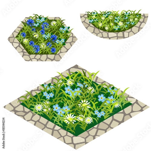 Set of flowers to create garden scene