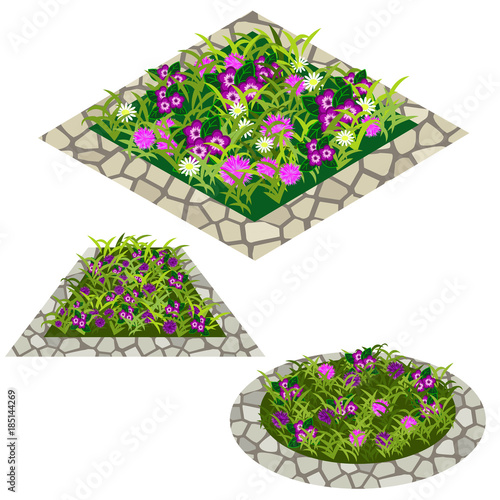 Set of flowers to create garden scene