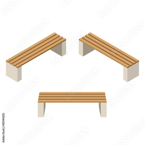 Set of wooden benches.isolated to construct garden, farm or other outdoor scenes