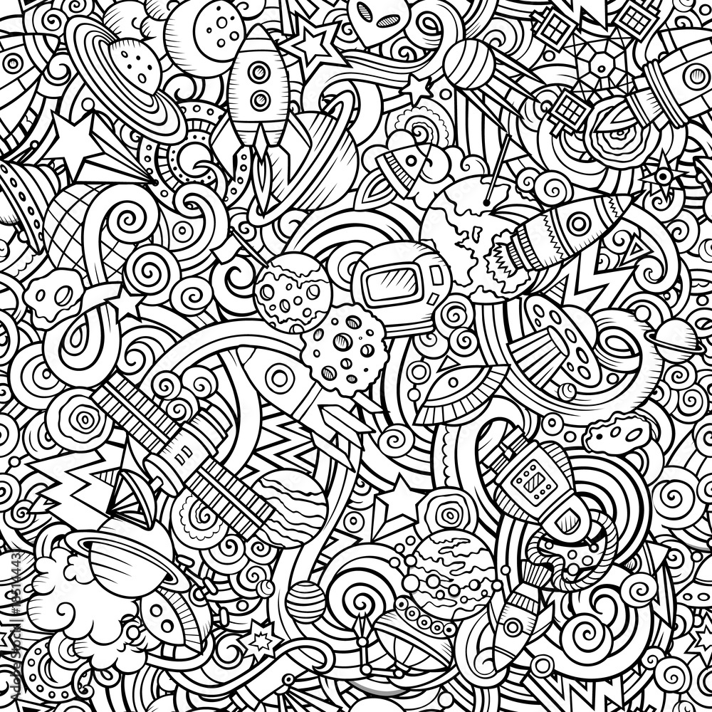 Cartoon cute doodles Space seamless pattern Cartoon cute doodles Space seamless pattern