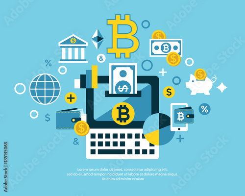 Digital vector bitcoin electronic cryptocurrency