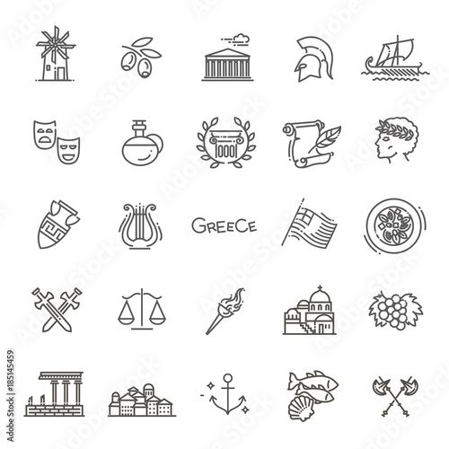 Greece line icon set.Vector