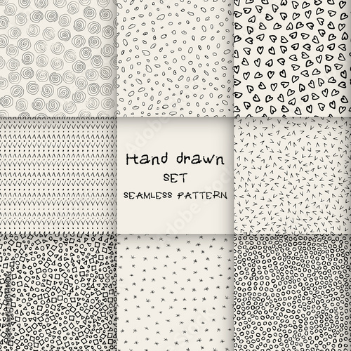 hand drawn marker and ink seamless patterns