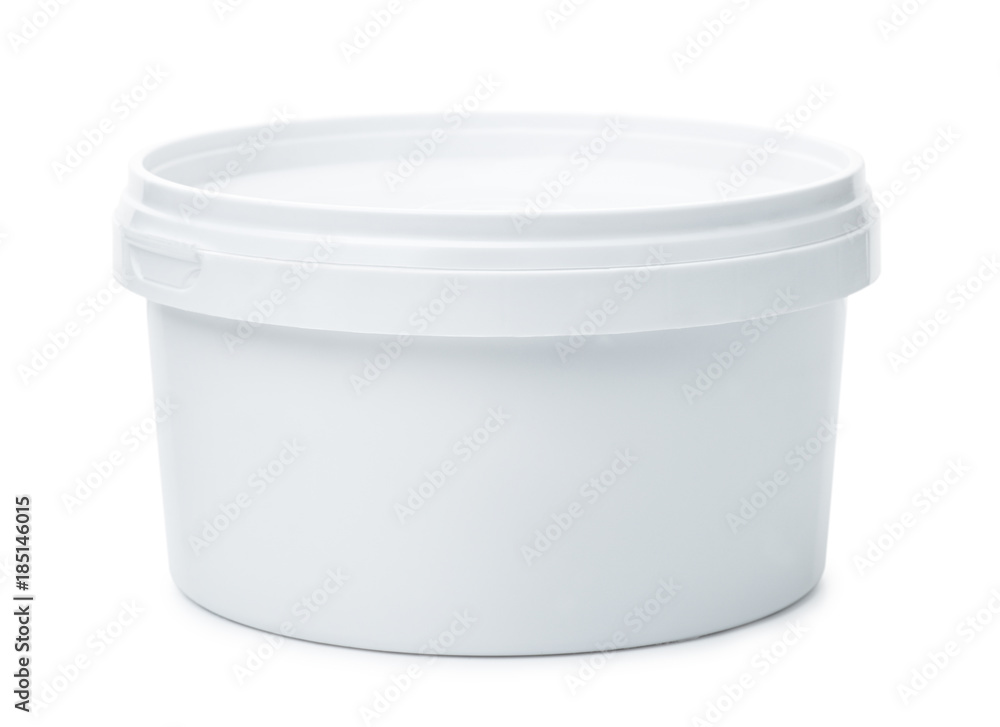 White round plastic container White round plastic container