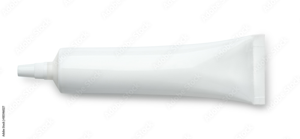 Top view of white blank plastic tube Top view of white blank plastic tube