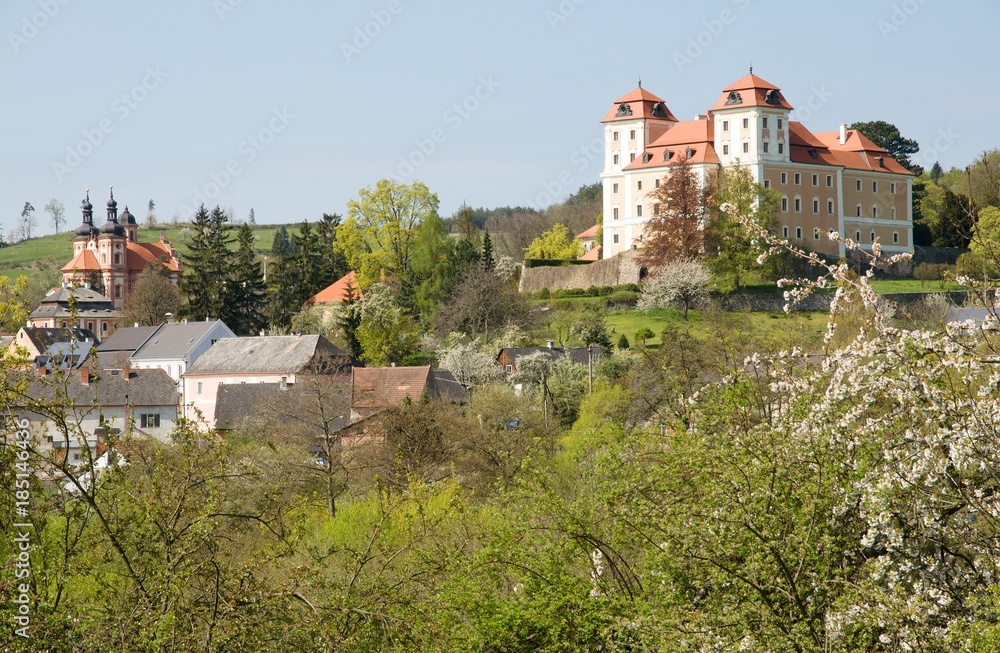 Castle and town Valec in western Bohemia, Czech republic