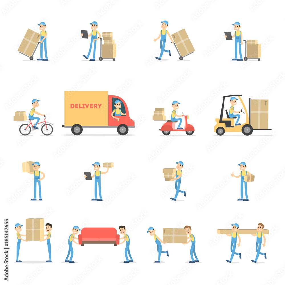 Delivery service set. Delivery service set.