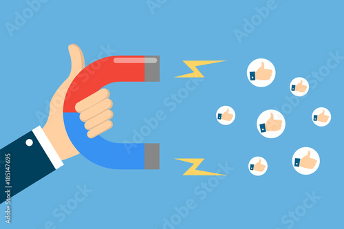 Hand attracting likes.