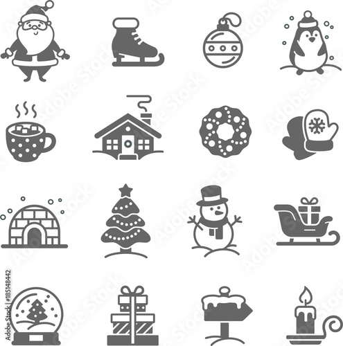 Christmas  decoration icon set
