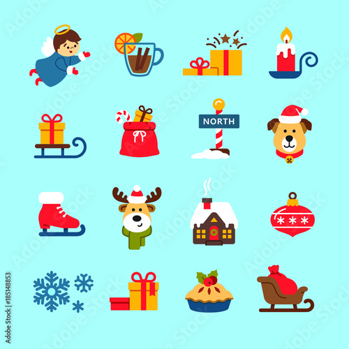 Christmas  decoration icon set