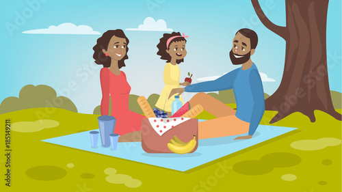 Family at picnic.