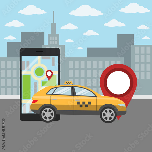 Fototapeta Naklejka Na Ścianę i Meble -  City taxi app.