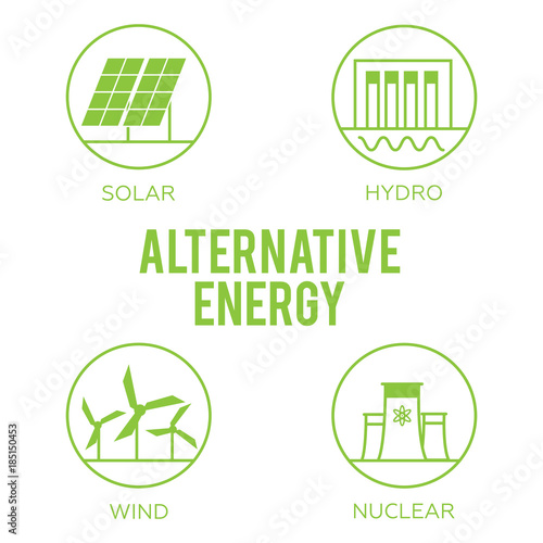 Renewable energy vector illustration. Renewable energy concept in flat style. Energy solar and wind power
