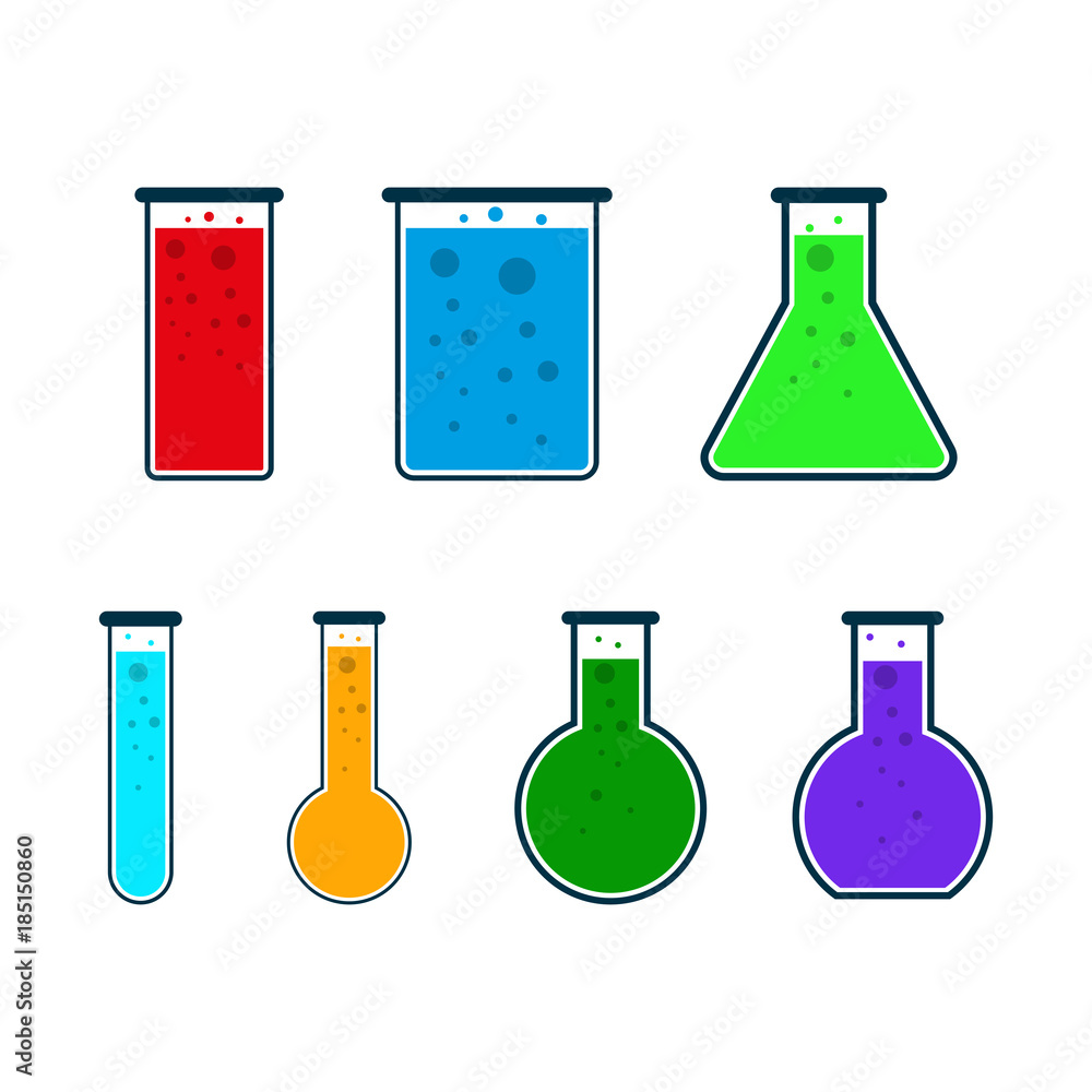 Set of test tube icons. Vector Illustration. Set of test tube icons. Vector Illustration.