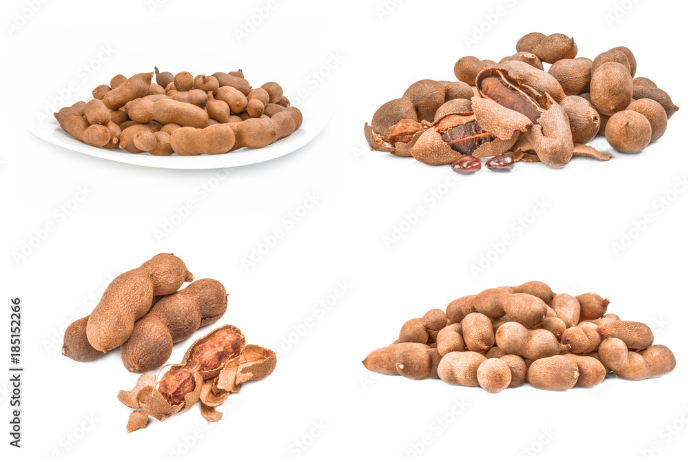 Set of Tamarind close-up on white Set of Tamarind close-up on white