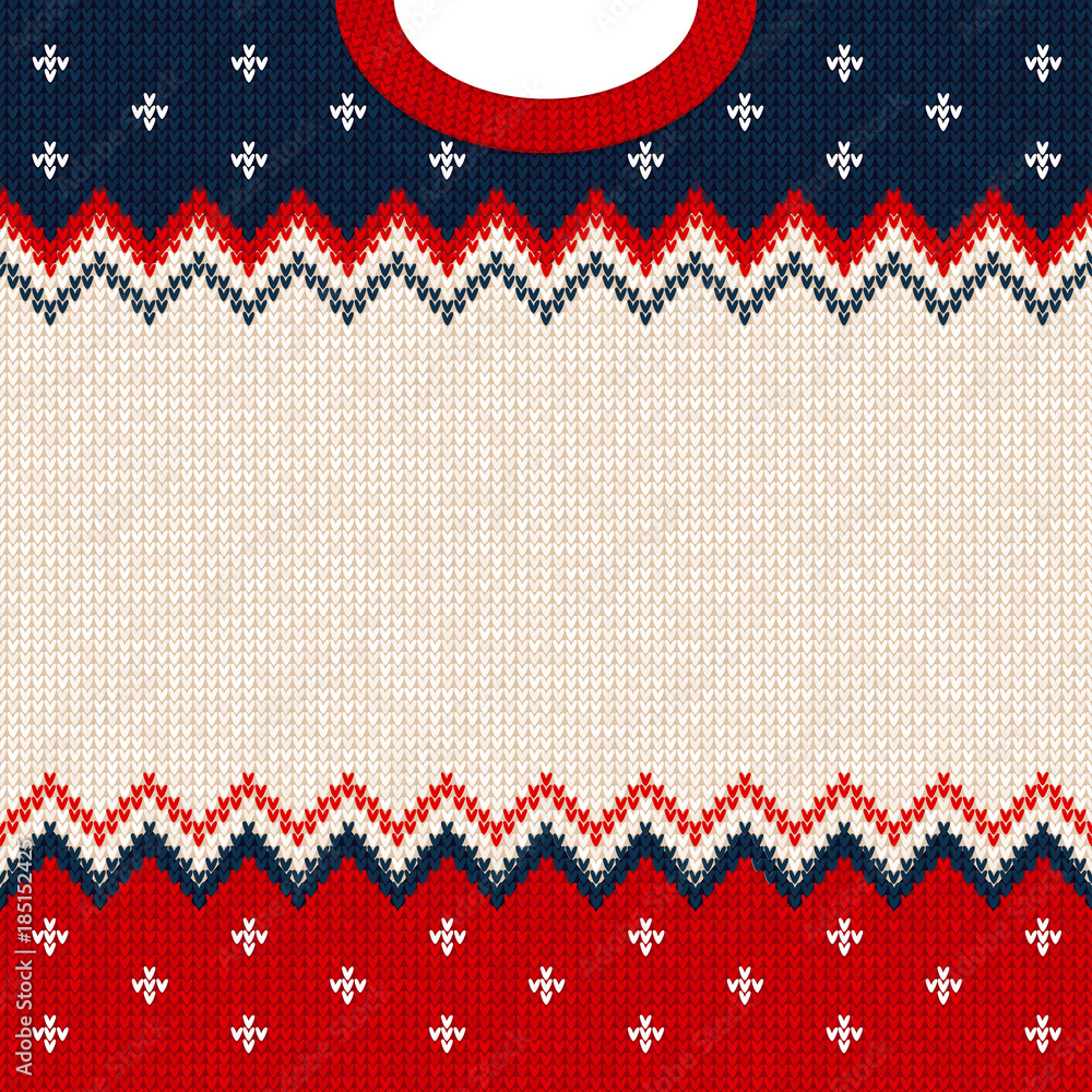 Ugly sweater Merry Christmas and Happy New Year greeting card