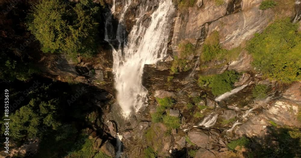 CHIANG MAI, THAILAND, MARCH 2017: Aerial view over Waterfall in National Park outside Chiang mai CHIANG MAI, THAILAND, MARCH 2017: Aerial view over Waterfall in National Park outside Chiang mai
