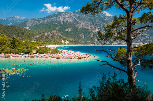 Oludeniz beach and blue clear water of Aegean sea  Turkey