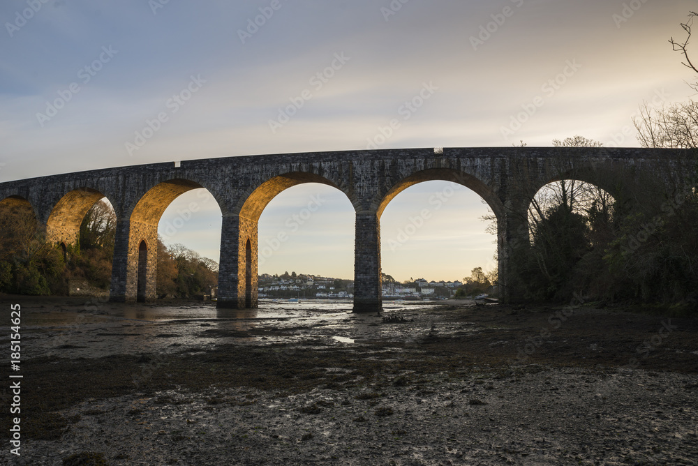 Coombe viaduct in Saltash Cornwall spans an inlet of the tamar river on the great western railway, uk Coombe viaduct in Saltash Cornwall spans an inlet of the tamar river on the great western railway, uk