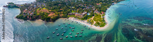 Aerial panorama of the south coast of Sri Lanka, area near the town of Weligama photo