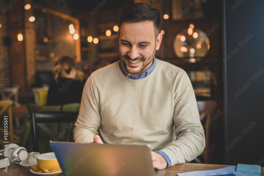 Fototapeta premium Man is doing freelance