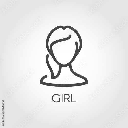 Abstract portrait of girl linear icon. Cosmetology, female avatar or web user concept. Silhouette of human portrait. Simplicity label in outline style. Vector illustration