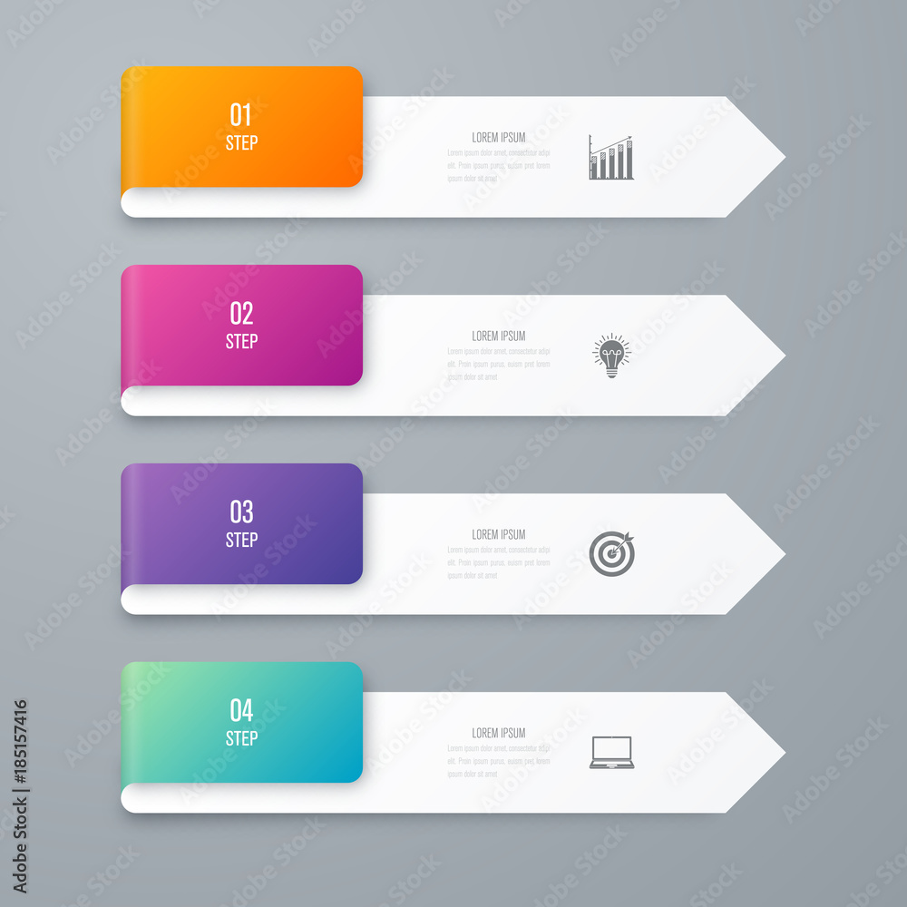 Business infographics template 4 steps with square Business infographics template 4 steps with square