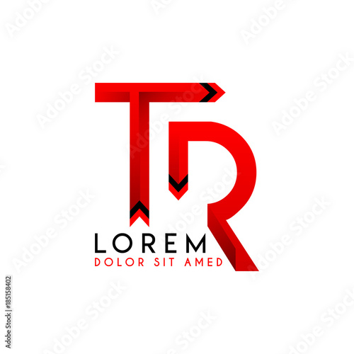 Initial Logo TR Uppercase Red Black Ribbon Simple Logo Design 3