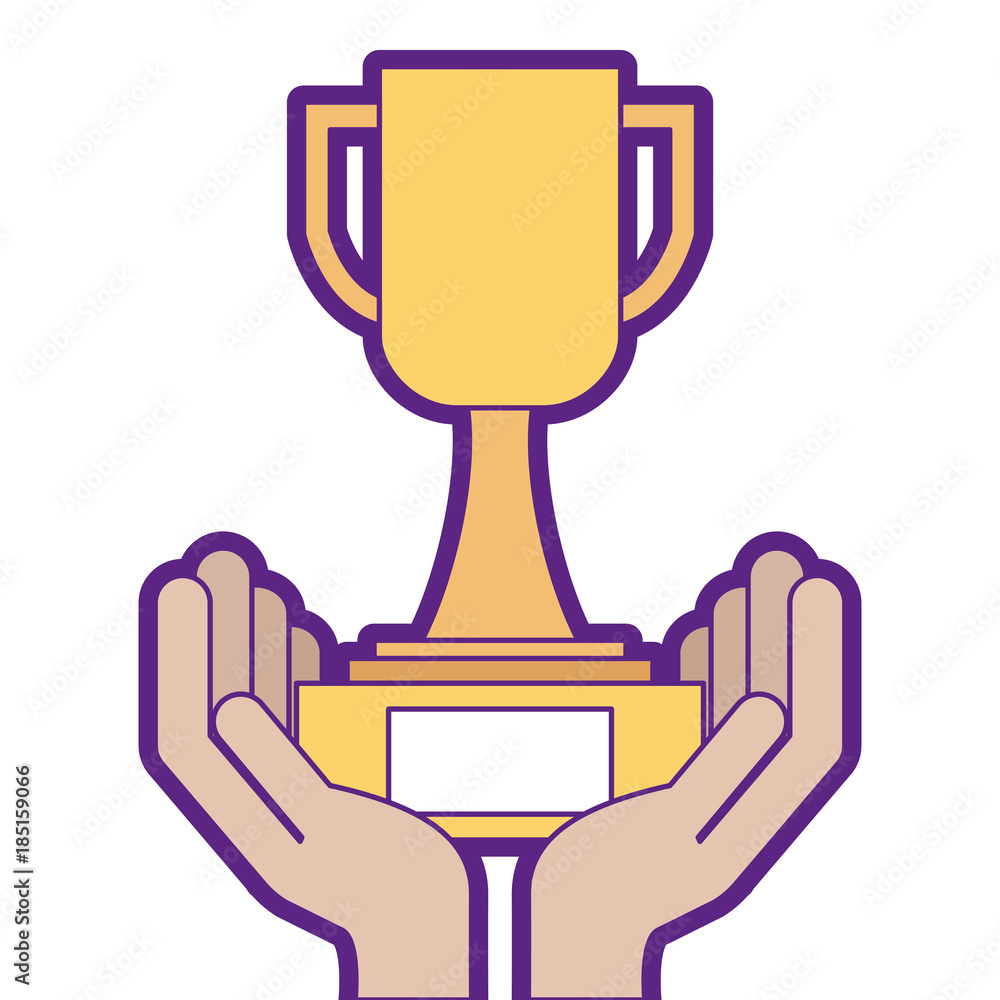 hands human with trophy cup winner icon vector illustration design hands human with trophy cup winner icon vector illustration design
