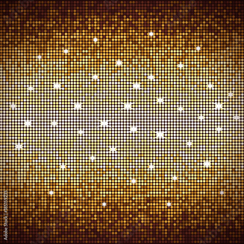 Abstract gold mosaic vector background with lights and sparkles, well-organized layers